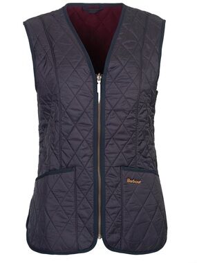 Barbour Quilted Betty Liner Vest in Navy with Burgundy Lining